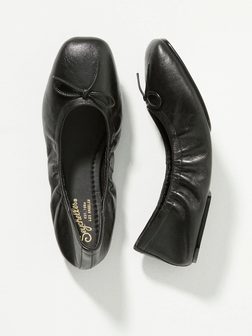 Seychelles Black Leather Ballet Flats with Bow